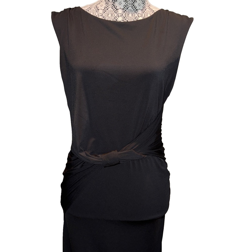 Halston Heritage size Small Black Twist Front Bateau Neck Gown maxi dress - Picture 4 of 12